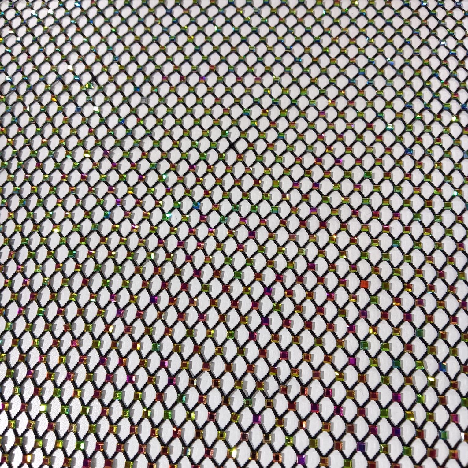 Black Imported Rhinestone Embroidery Mesh Net Fabric 12485