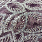 Wine With Silver Leaves Sequence Pearl Embroidery Net Fabric 14227