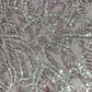 Wine With Silver Leaves Sequence Pearl Embroidery Net Fabric 14227