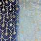 Blue Grey Floral Gota Work Ombre Chinnon Fabric 14288