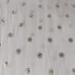 White & Silver FLoral Sequence Thread Embroidery Chinnon Fabric 9101