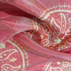 Brick Red Traditional Print Pure Tissue Fabric 21277