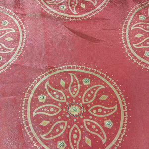 Brick Red Traditional Print Pure Tissue Fabric 21277