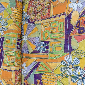 Yellow Traditional Sequence Embroidery Georgette Fabric 13227