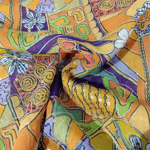 Yellow Traditional Sequence Embroidery Georgette Fabric 13227