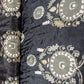 Black Floral Cutdana & Pearl Embroidery Natural Crepe Fabric 21254