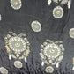 Black Floral Cutdana & Pearl Embroidery Natural Crepe Fabric 21254