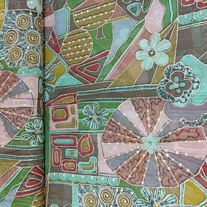 Dark Green Traditional Sequence Embroidery Georgette Fabric 13231