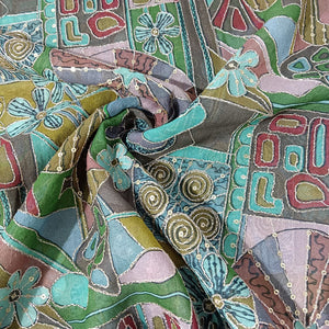 Dark Green Traditional Sequence Embroidery Georgette Fabric 13231
