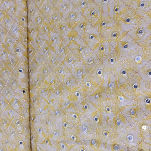 Yellow Zari With Mirror Work Embroidery Georgette Fabric 12247