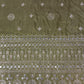 Olive Green Thread Sequins Embroidery Tissue Organza Fabric 21042