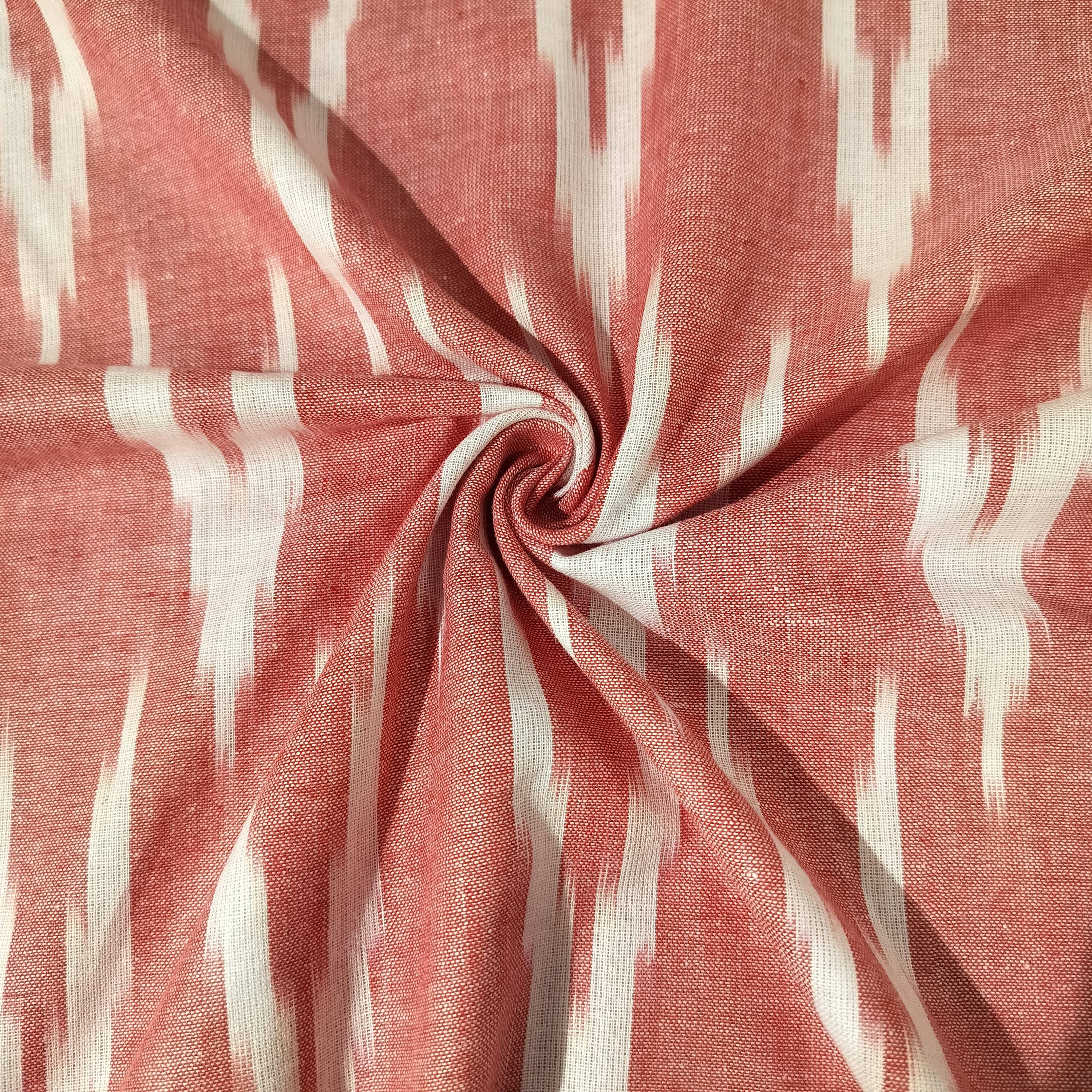 Pink Red Ikkat Print Cotton Fabric 16314