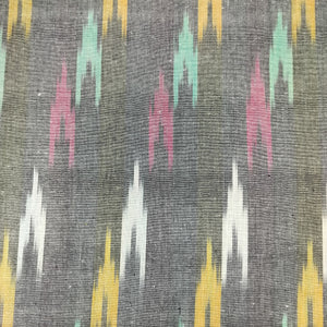 Grey Multicolor Ikkat Print Cotton Fabric 16284