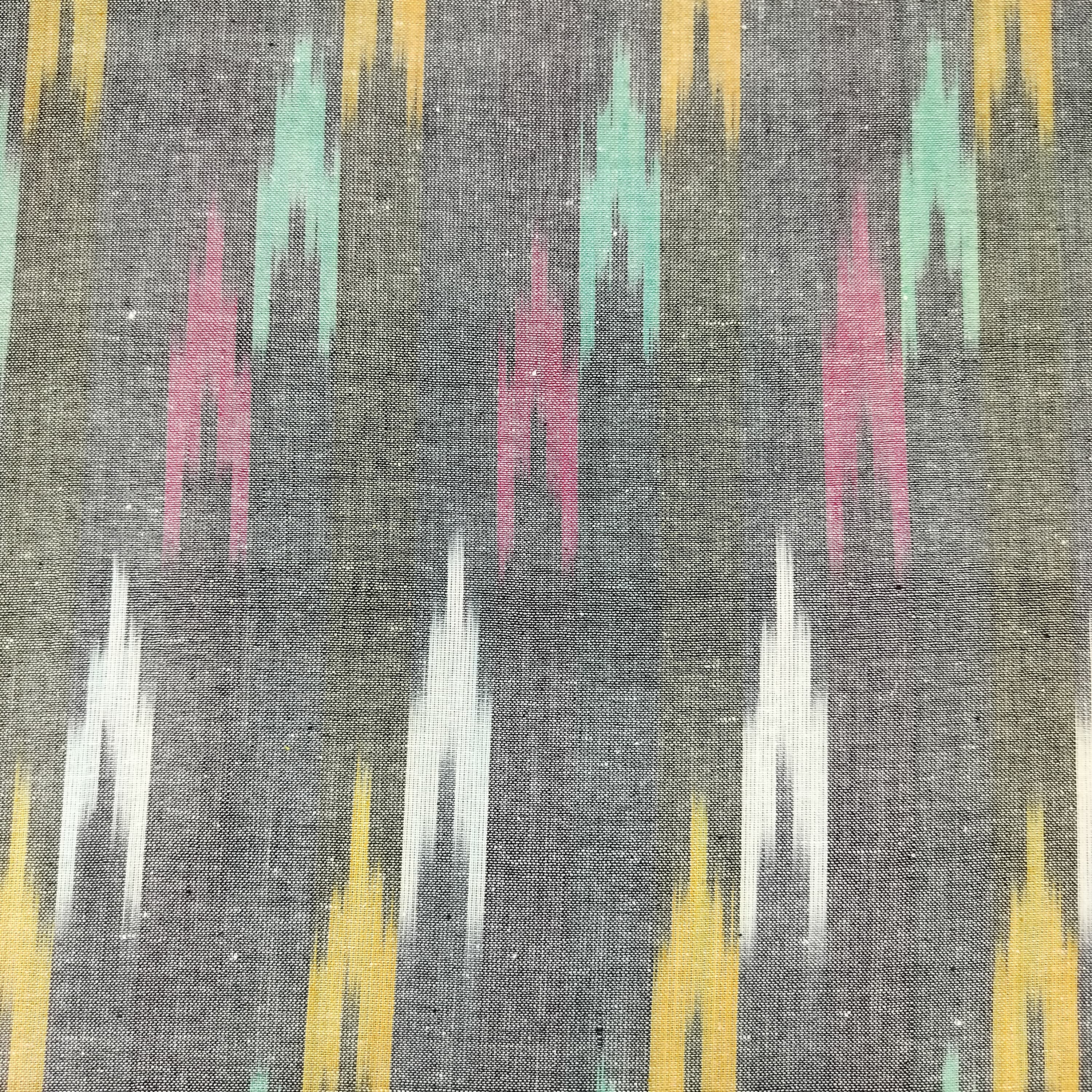 Grey Multicolor Ikkat Print Cotton Fabric 16284