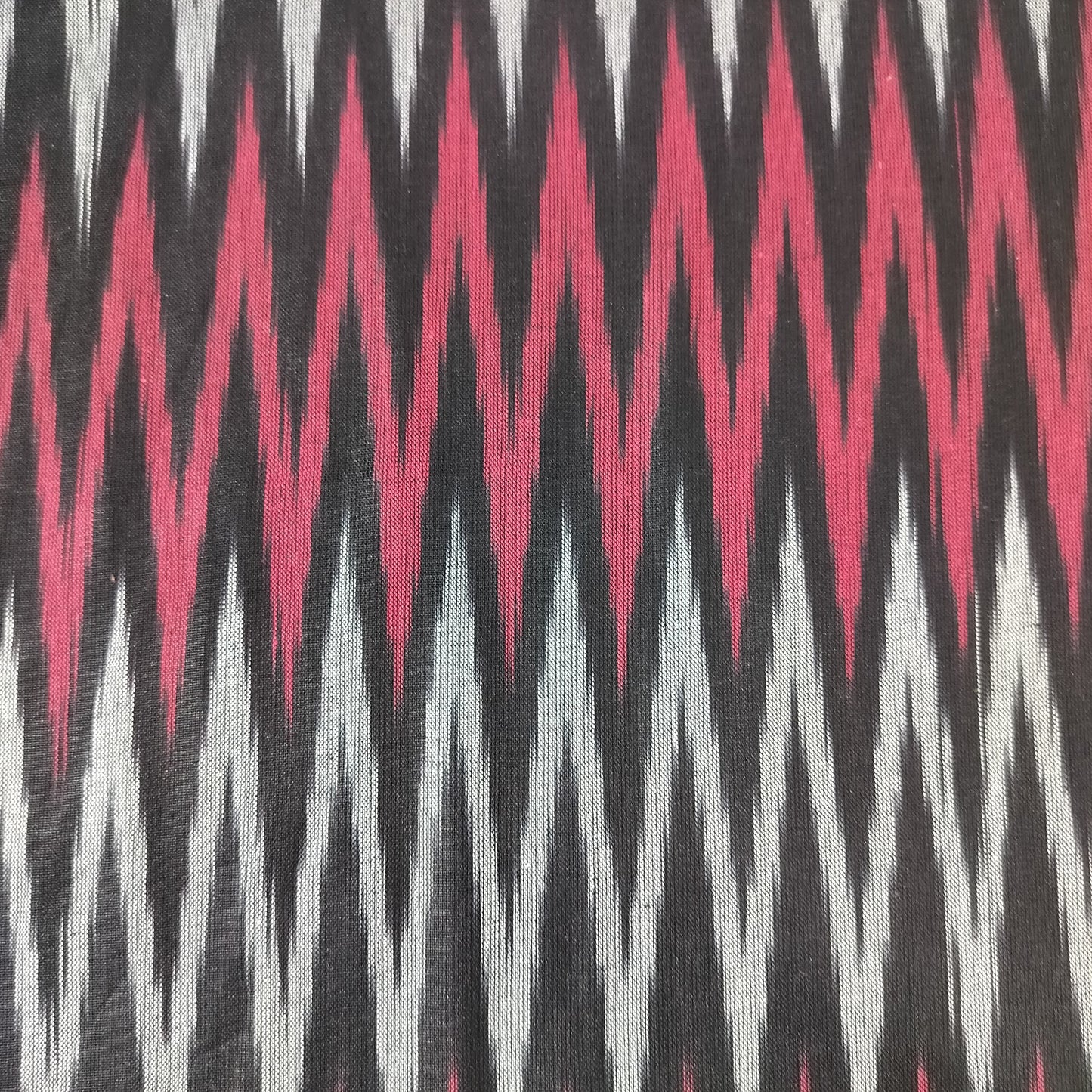 Black Pink Ikkat Print Cotton Fabric 16318