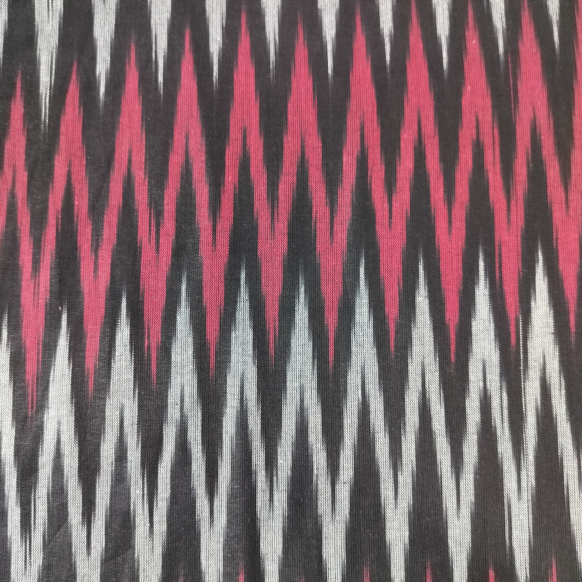 Black Pink Ikkat Print Cotton Fabric 16318