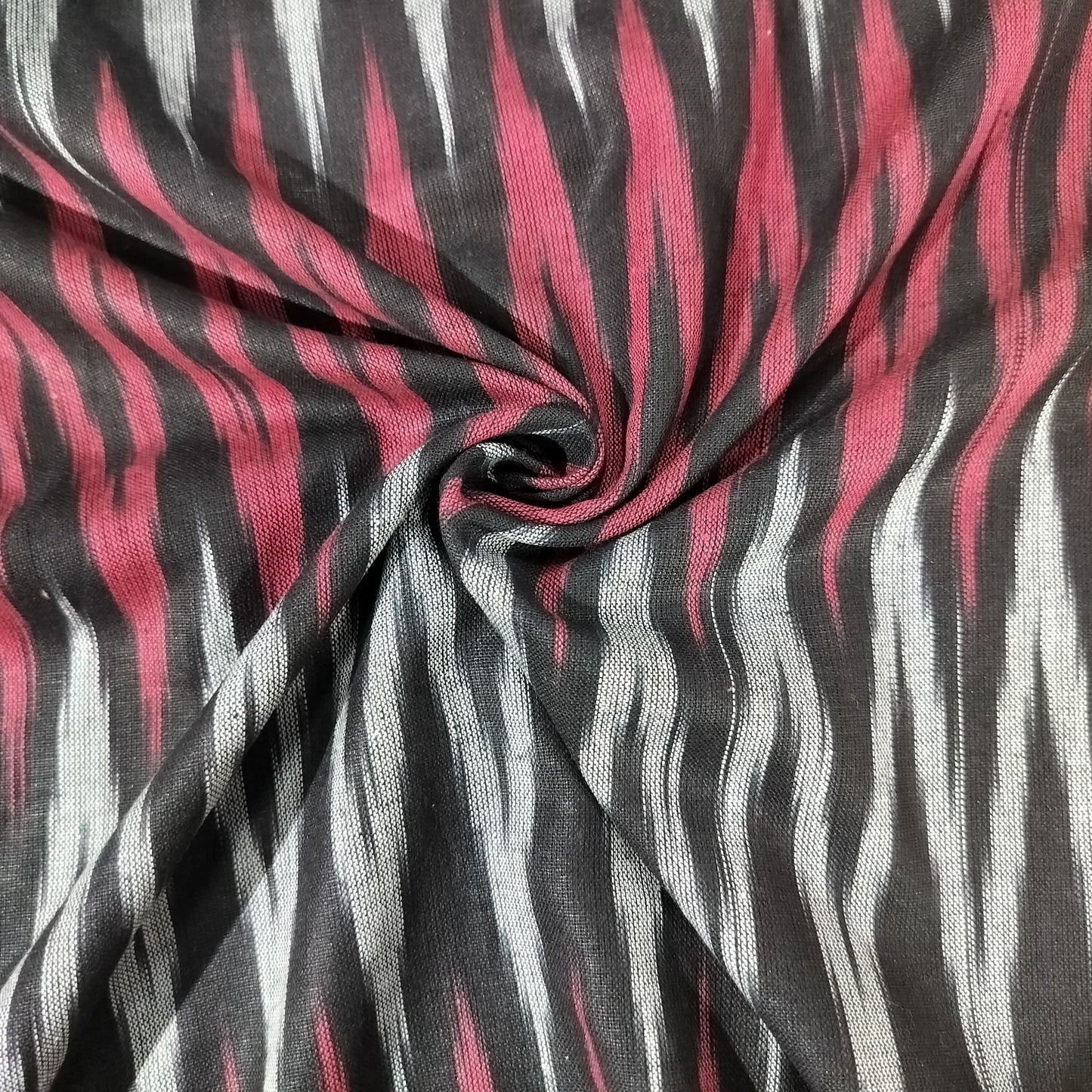 Black Pink Ikkat Print Cotton Fabric 16318