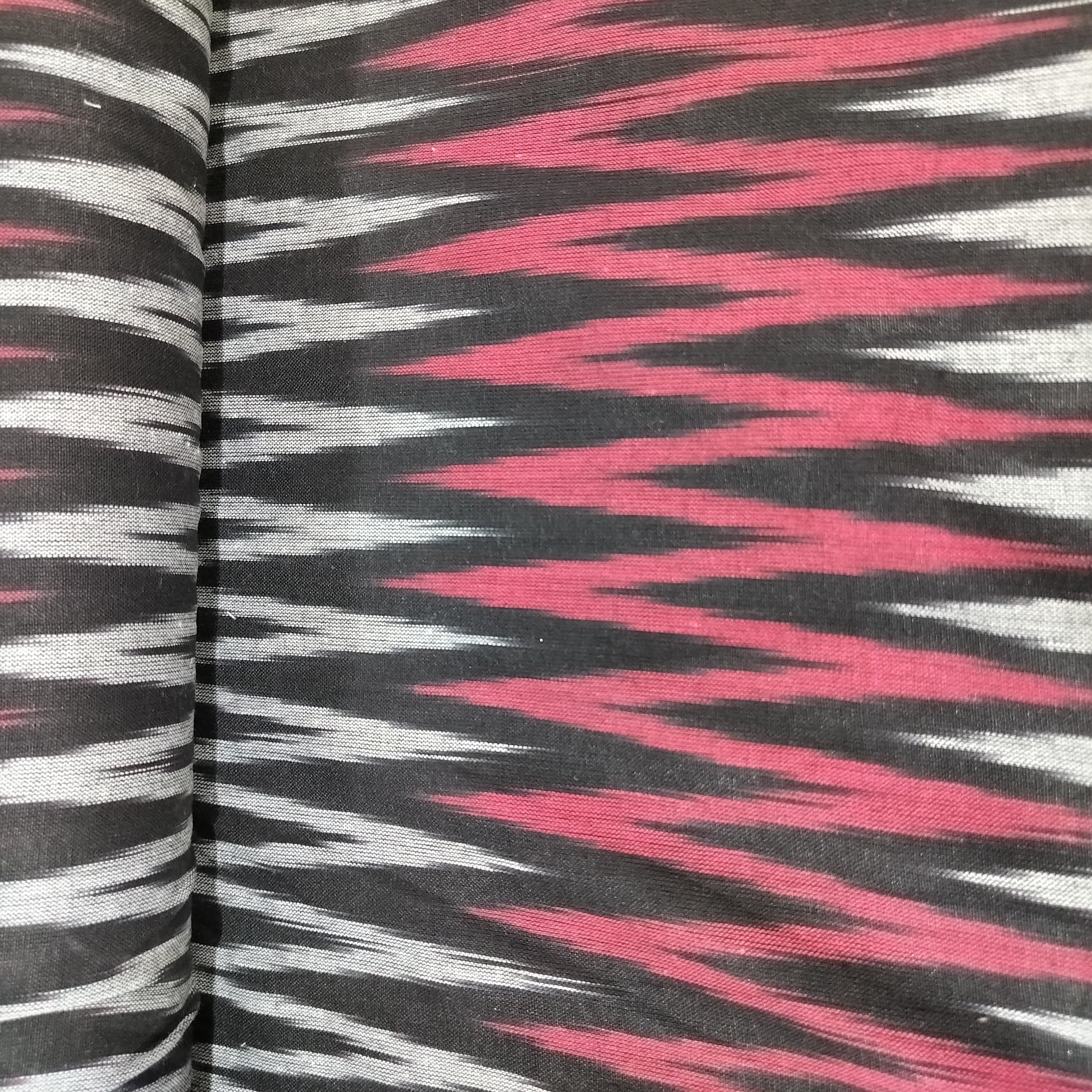 Black Pink Ikkat Print Cotton Fabric 16318