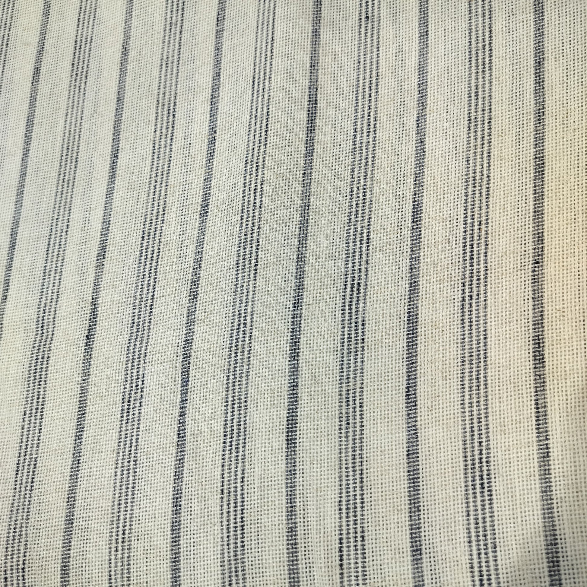 Grey Stripes Print Linen Denim Fabric 16495