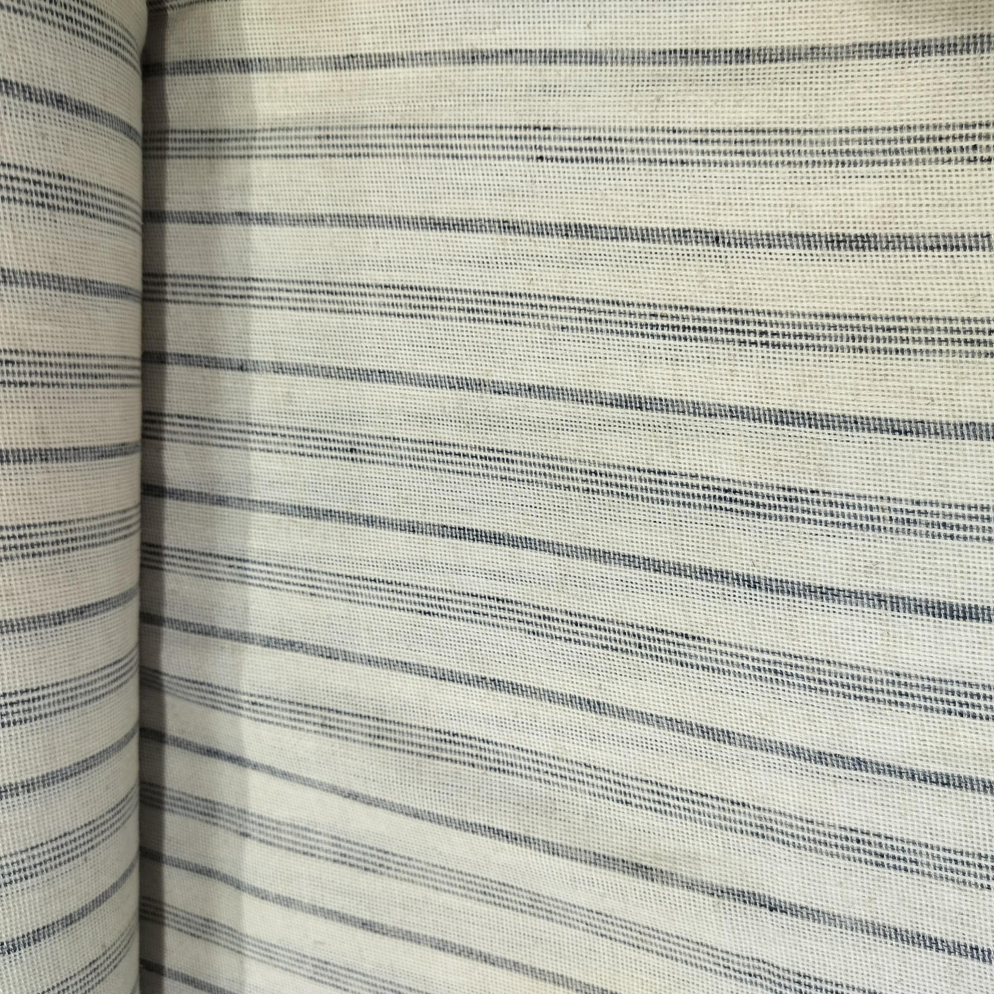 Grey Stripes Print Linen Denim Fabric 16495