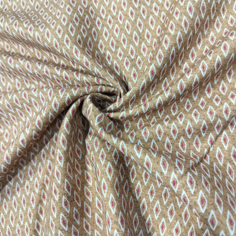 Mustard Geometrical Print Cotton Linen Fabric 4516