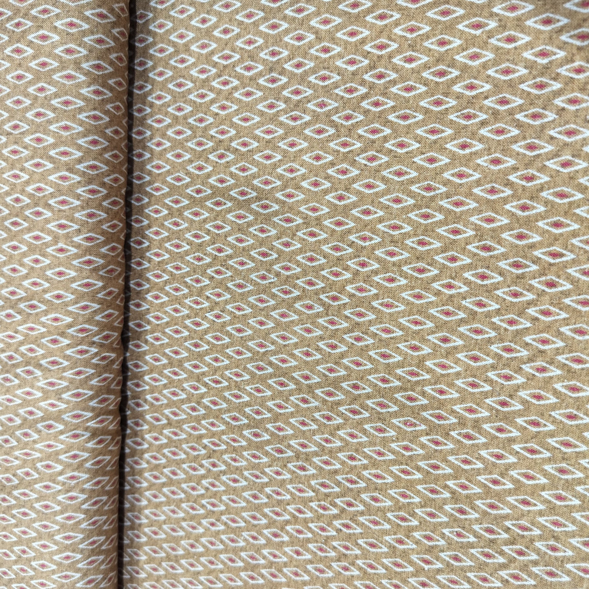Mustard Geometrical Print Cotton Linen Fabric 4516