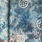 Teal Blue Batik Foil Print Chanderi Fabric 15516