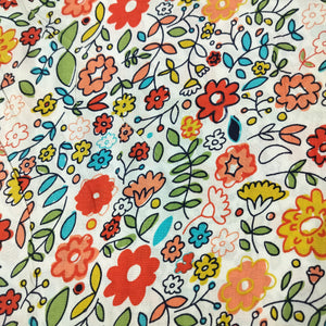 White with Multicolor Floral Rayon Fabric 7001