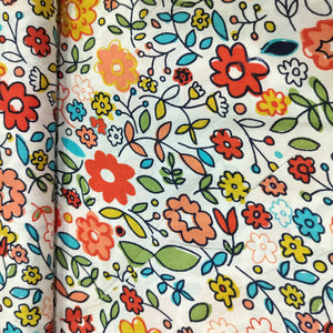 White with Multicolor Floral Rayon Fabric 7001
