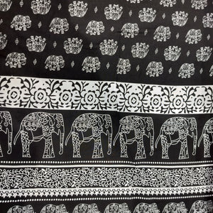 Black&White Tropical Print Rayon Fabric 17336