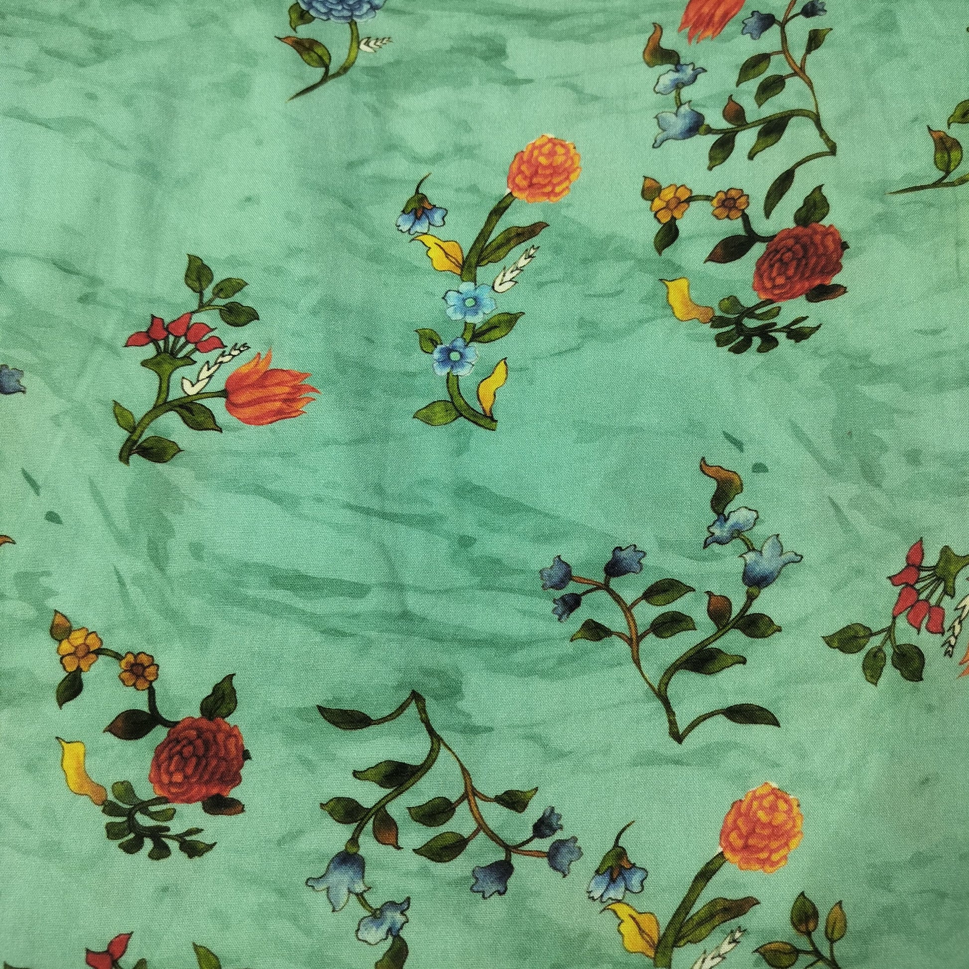 Green Floral Printed Rayon Fabric 4426