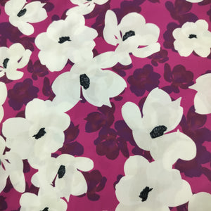 Pink Floral Print Satin Fabric 13954