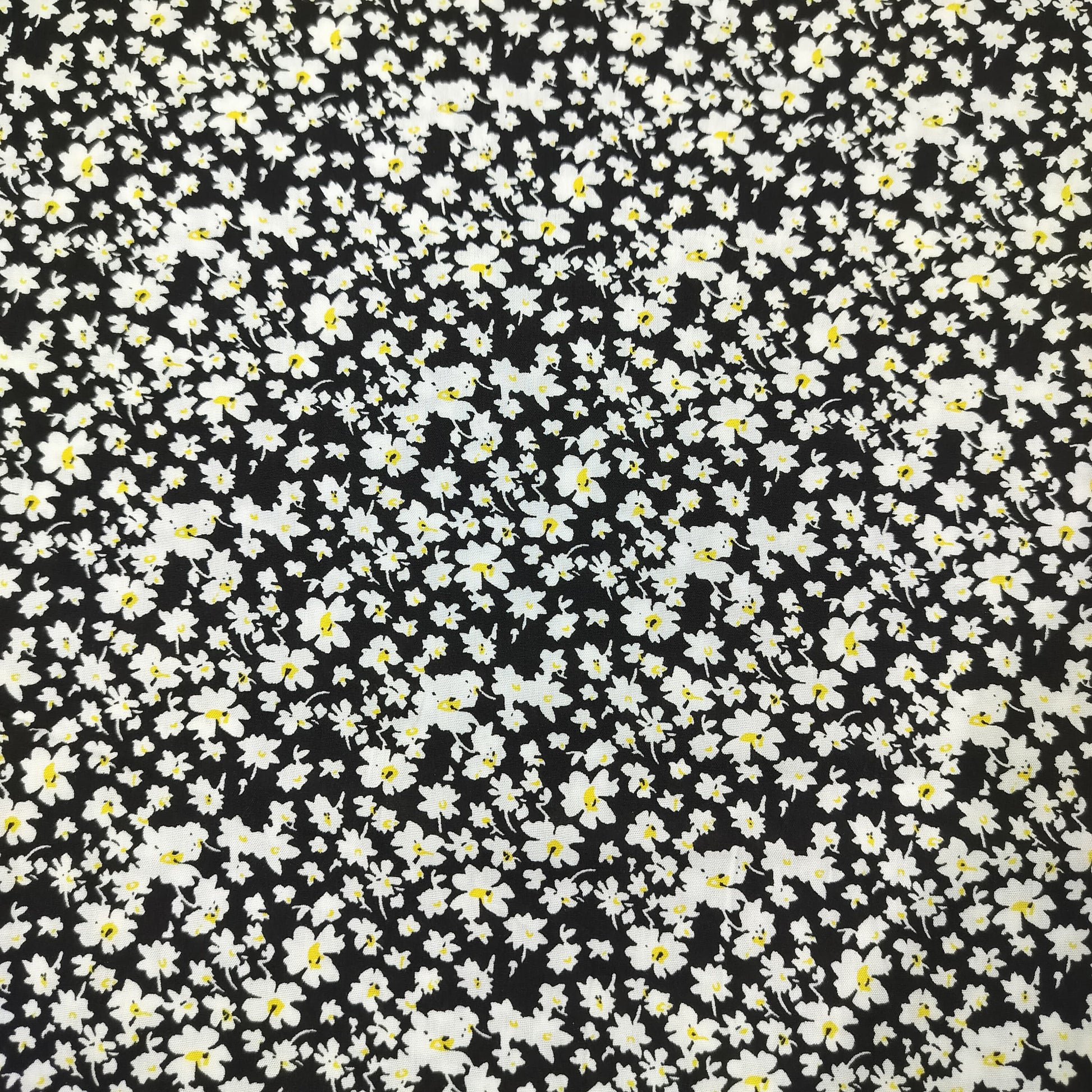 Black Floral Print Rayon Fabric 17319