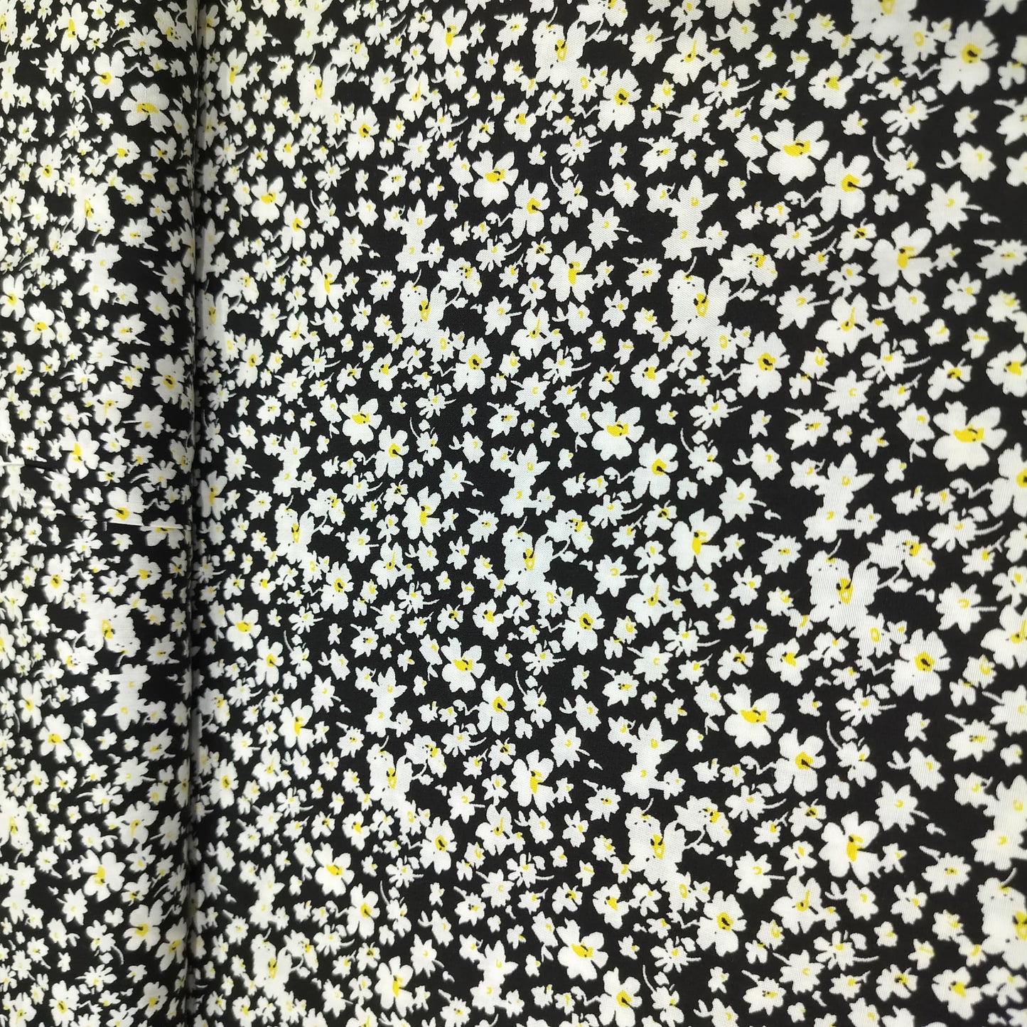 Black Floral Print Rayon Fabric 17319