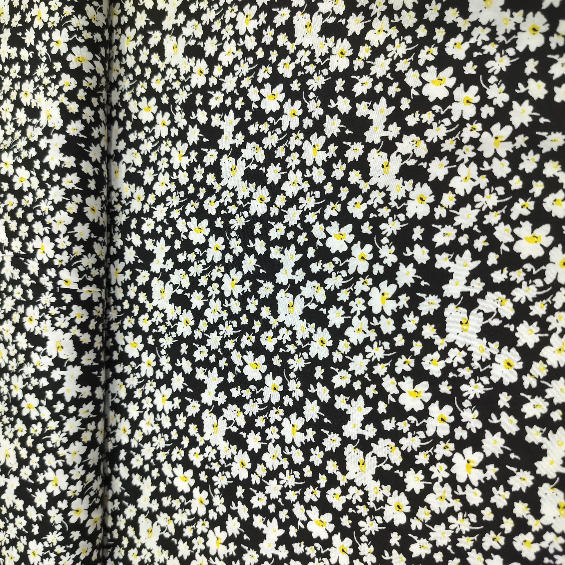 Black Floral Print Rayon Fabric 17319