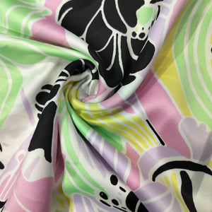 Multicolor Floral Print Poly Satin Fabric 5184