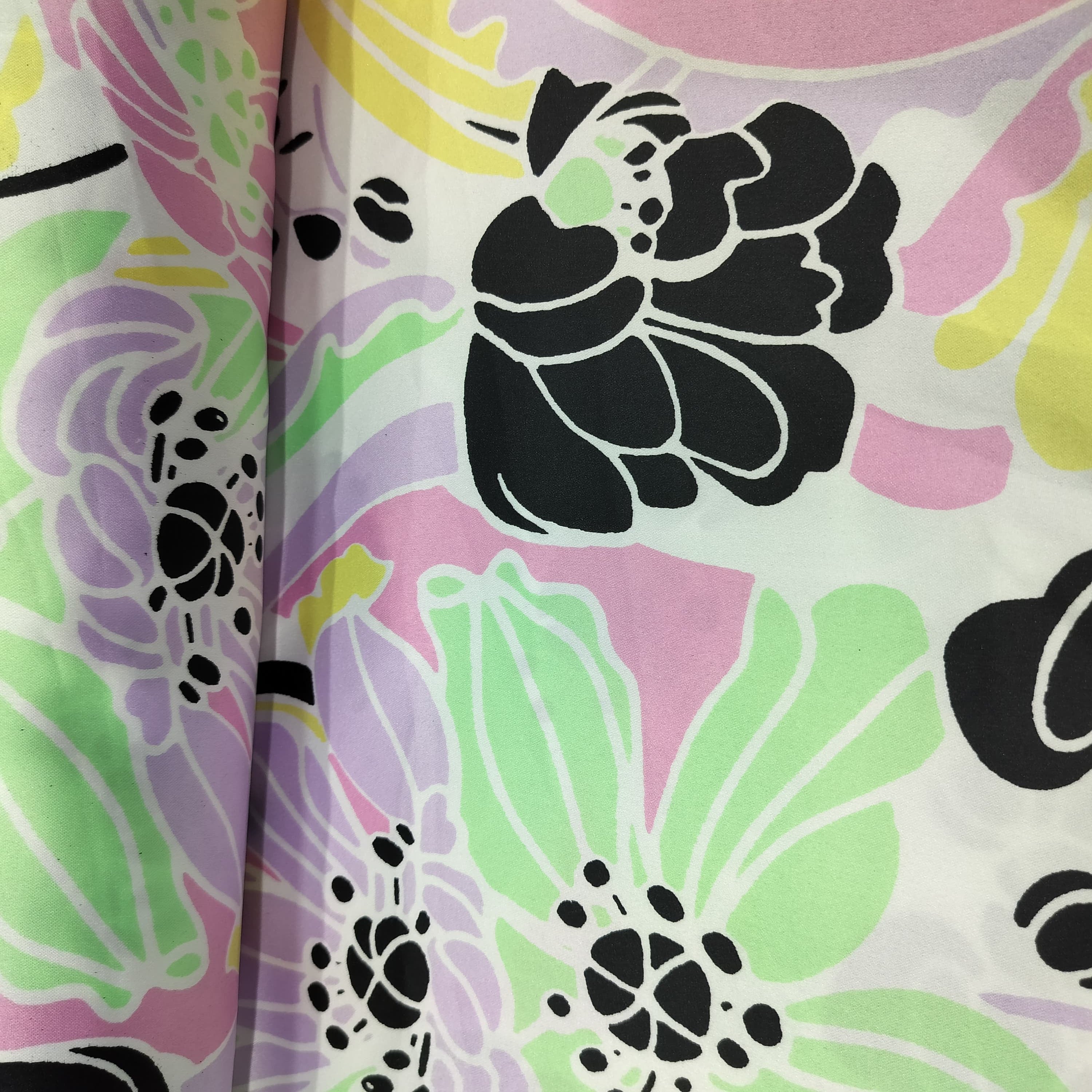 Multicolor Floral Print Poly Satin Fabric 5184