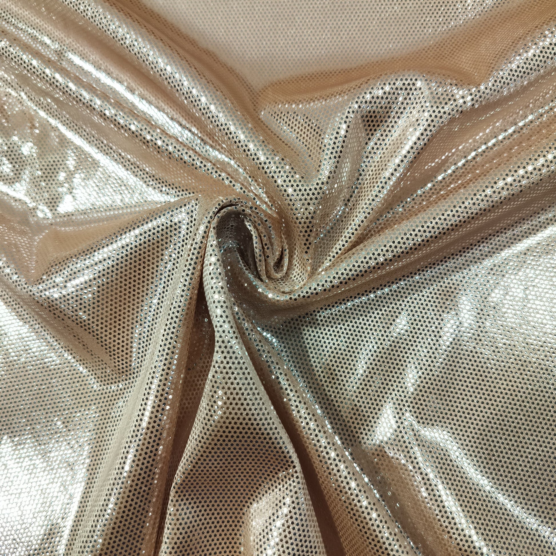 Peach Imported Shimmer Foil Knit Lycra Fabric 9253