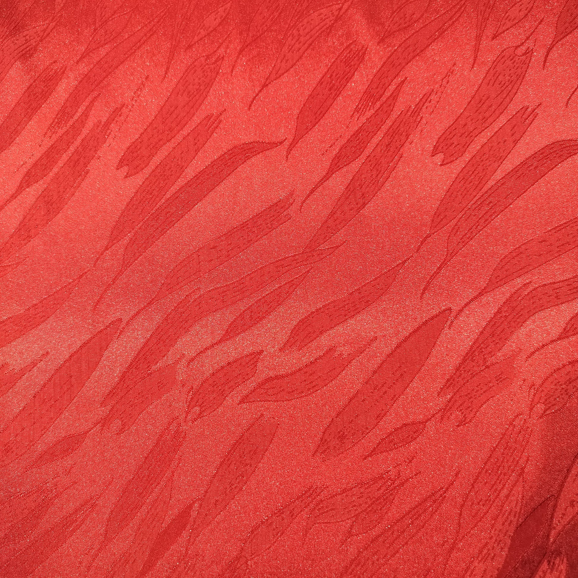 Red Leaves Satin Jacquard Fabric 14400