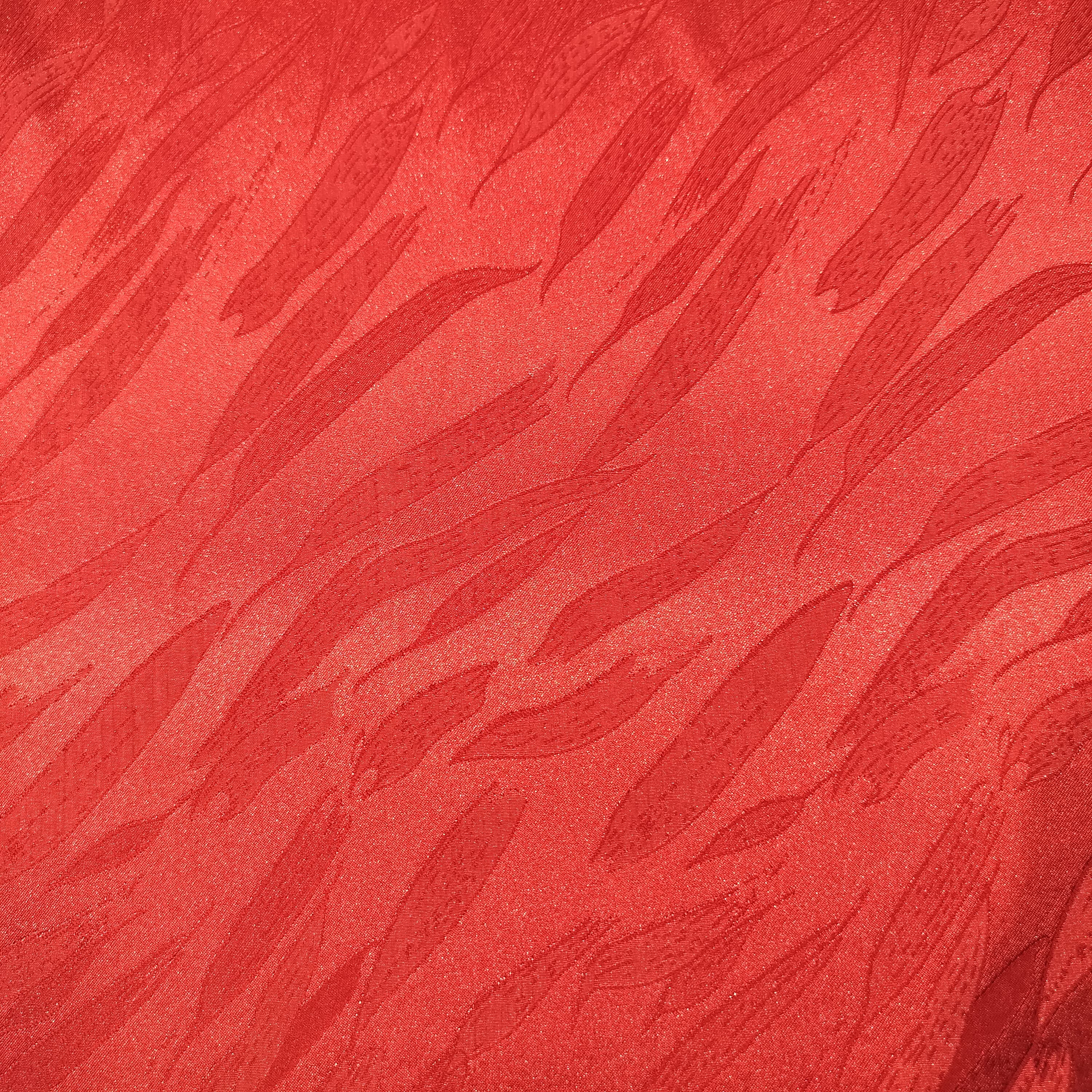 Red Leaves Satin Jacquard Fabric 14400