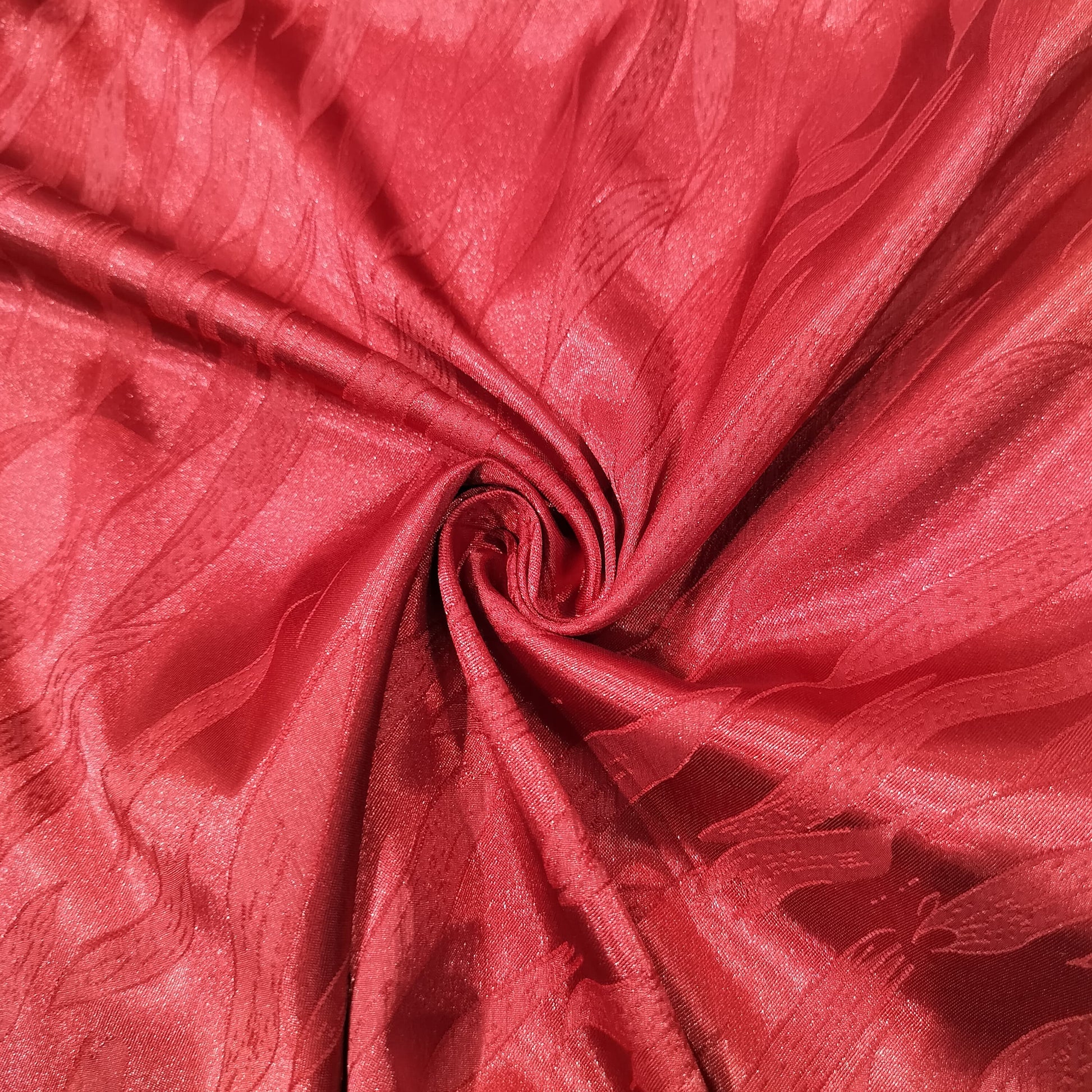 Red Leaves Satin Jacquard Fabric 14400