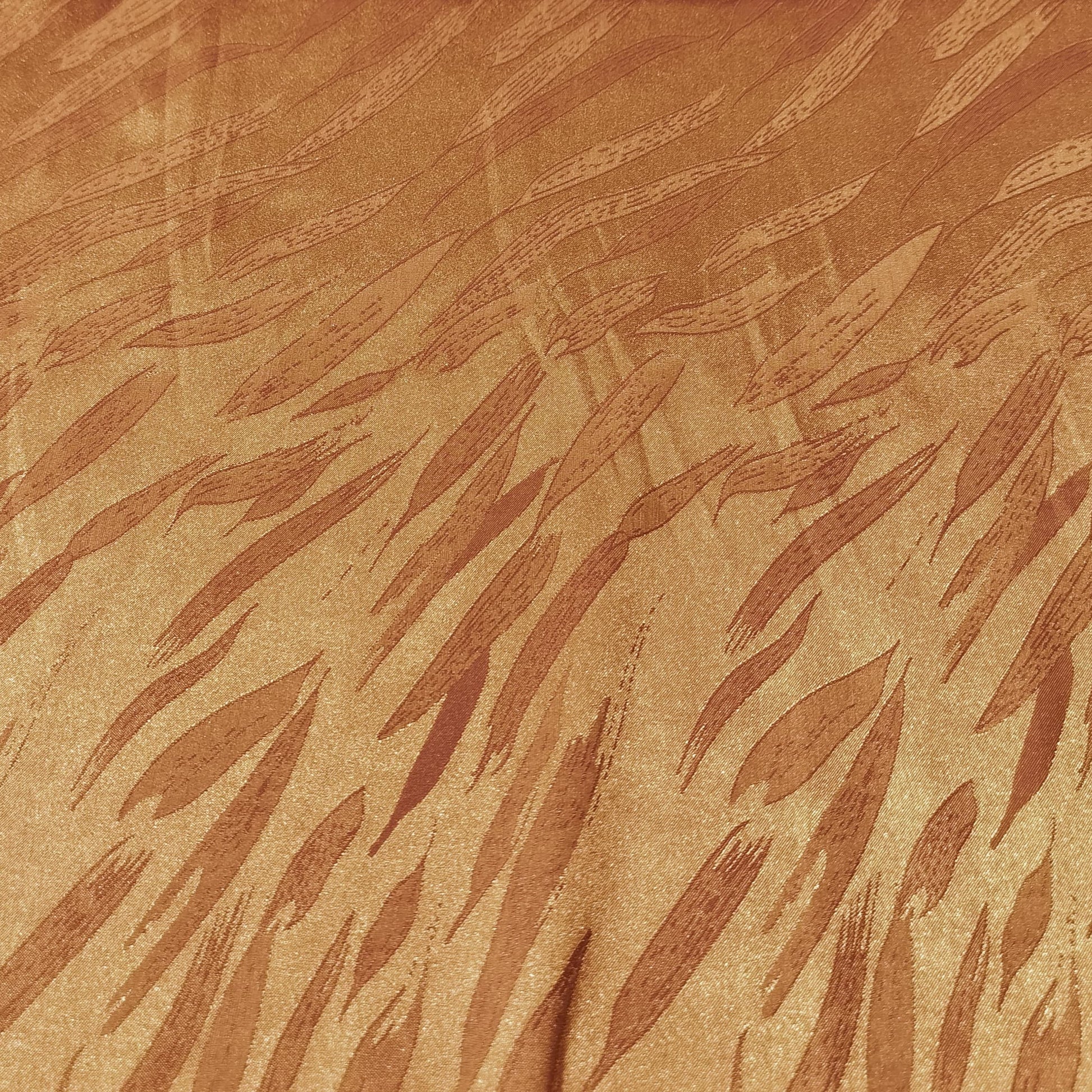 Orange Leaves Satin Jacquard Fabric 14399