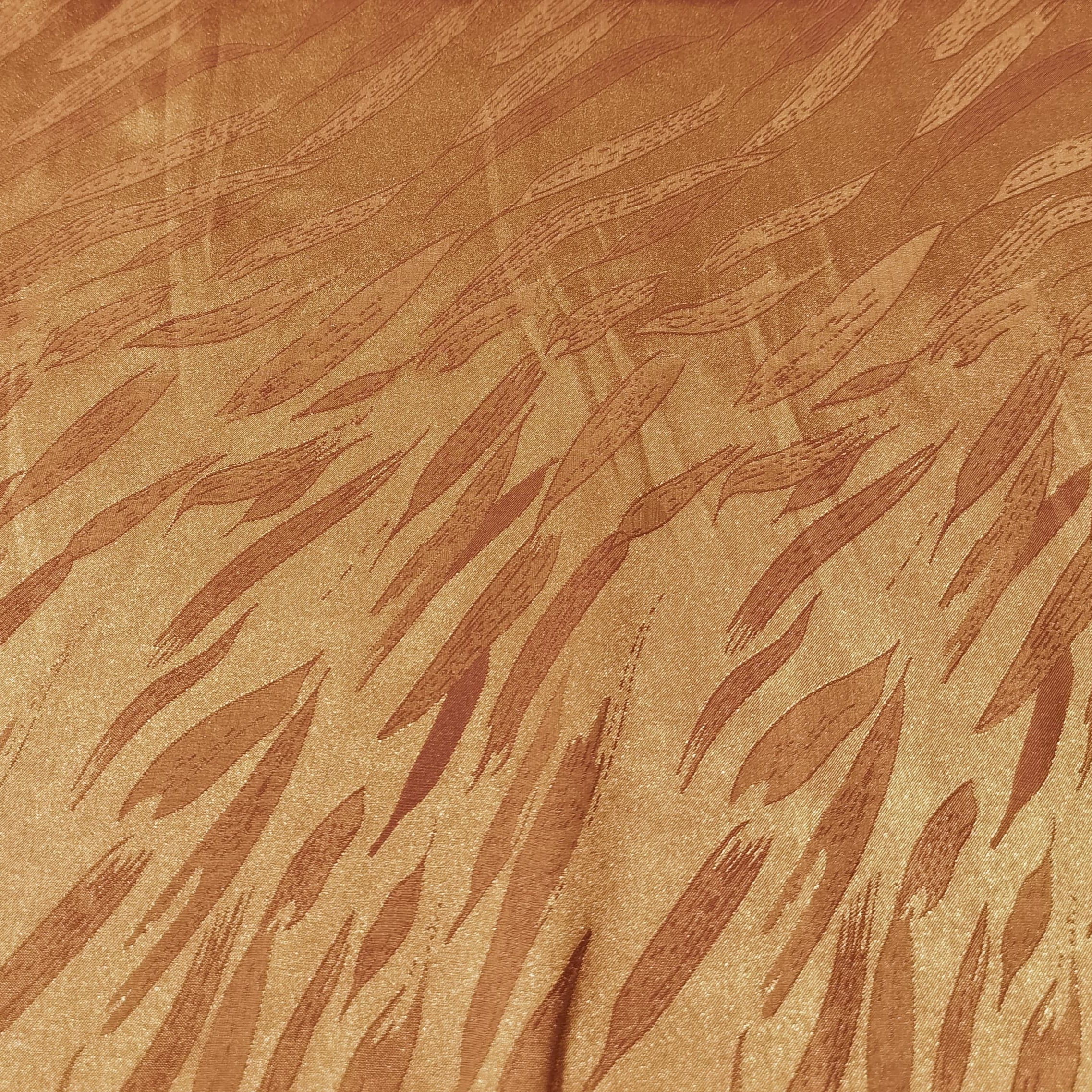 Orange Leaves Satin Jacquard Fabric 14399