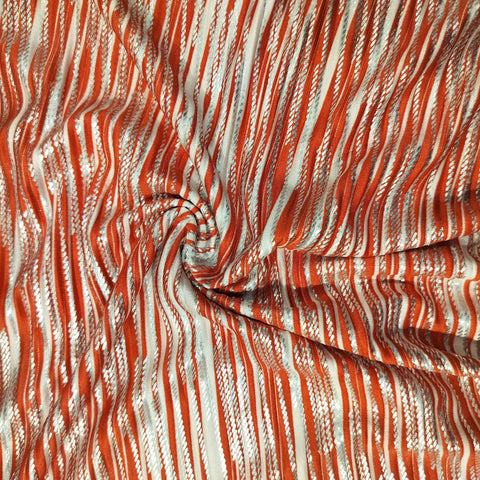 Red & White Stripes Foil Knitted Fabric 6427