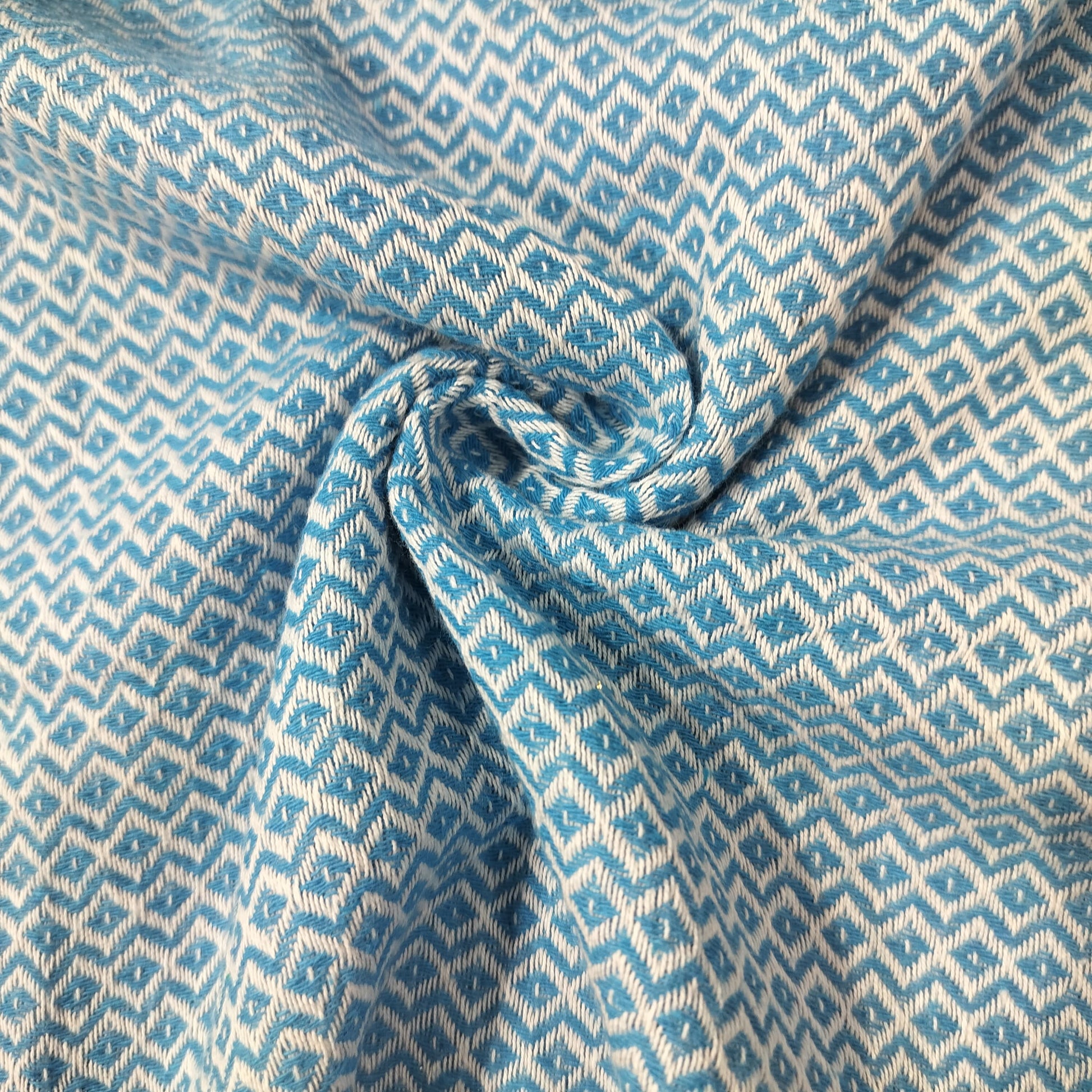 Blue Geomatrical Print Handloom Cotton Fabric 1029