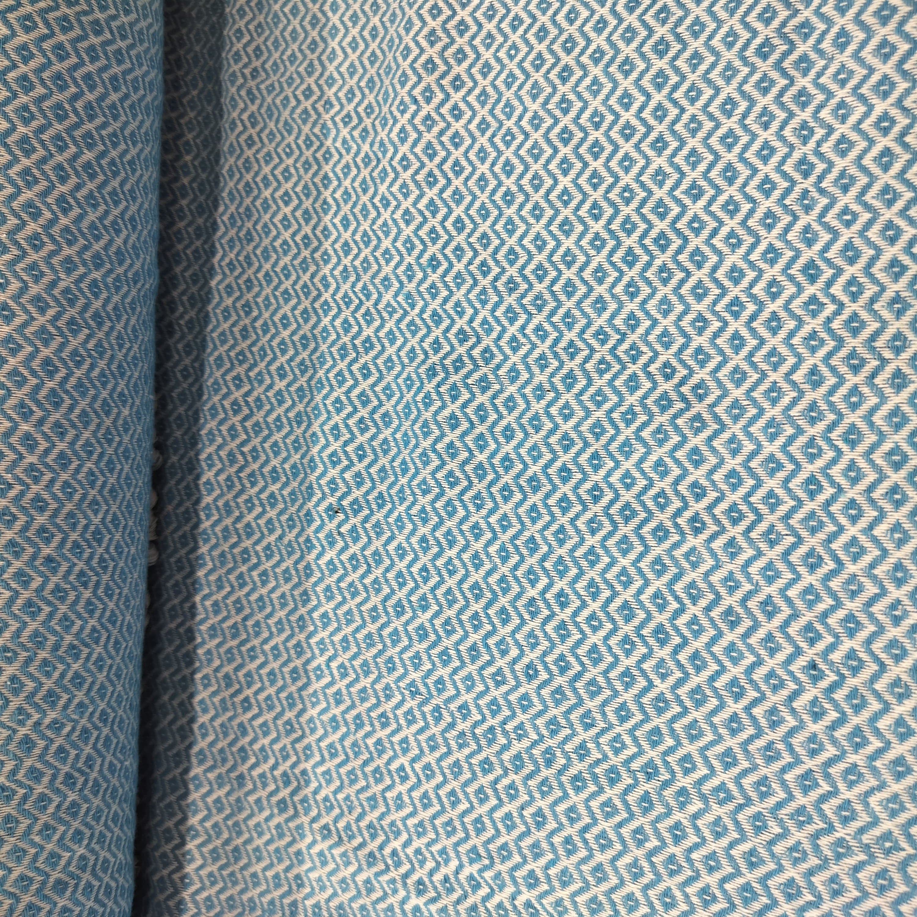 Blue Geomatrical Print Handloom Cotton Fabric 1029