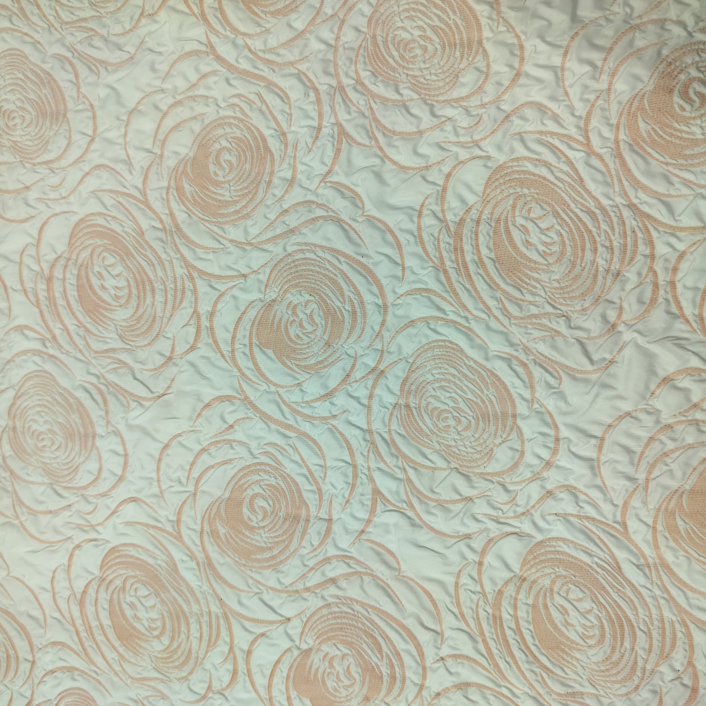 White & Orange Floral Print Satin Fabric 11194