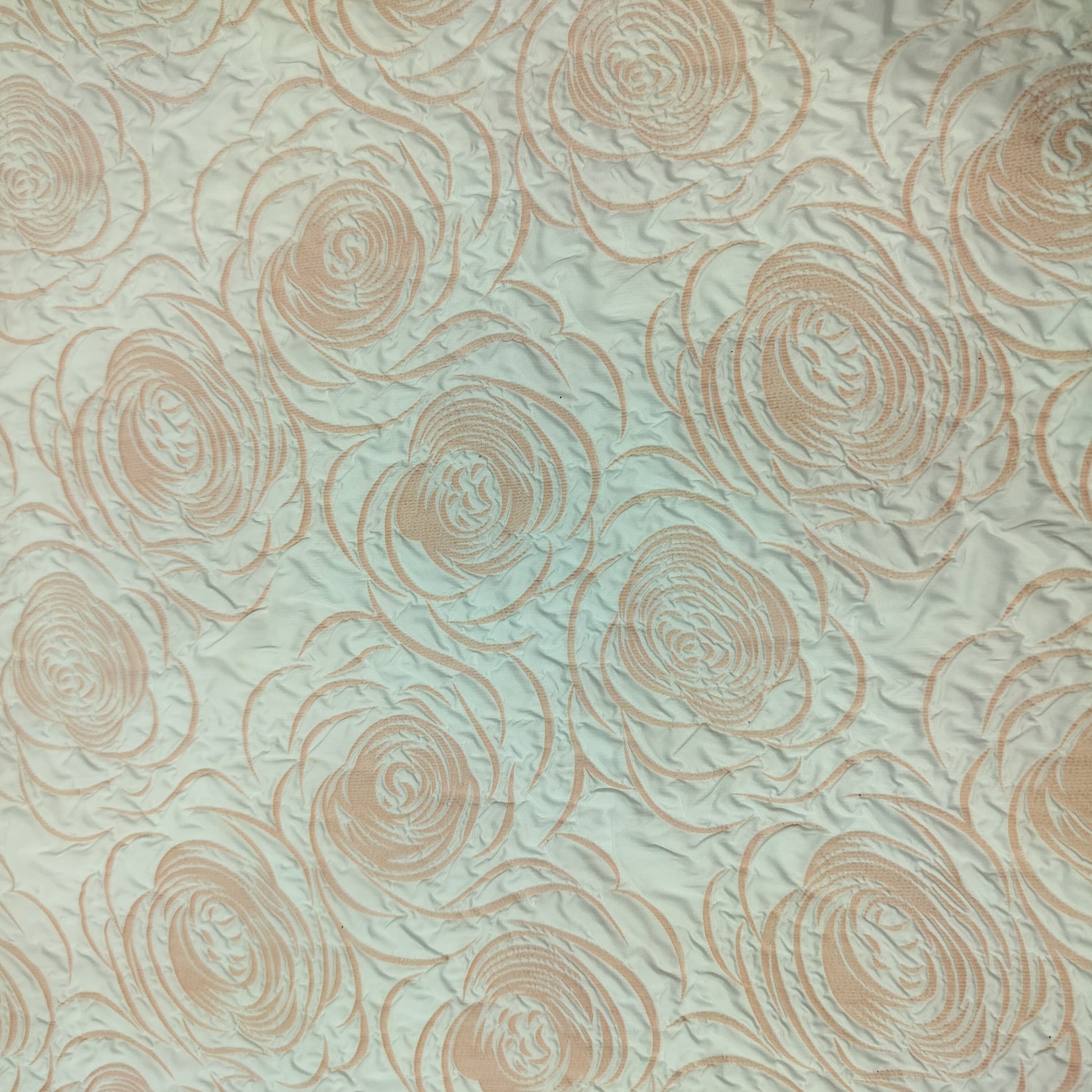 White & Orange Floral Print Satin Fabric 11194