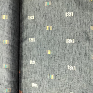 Dark Grey Multicolor Dobby print Linen Fabric 16517