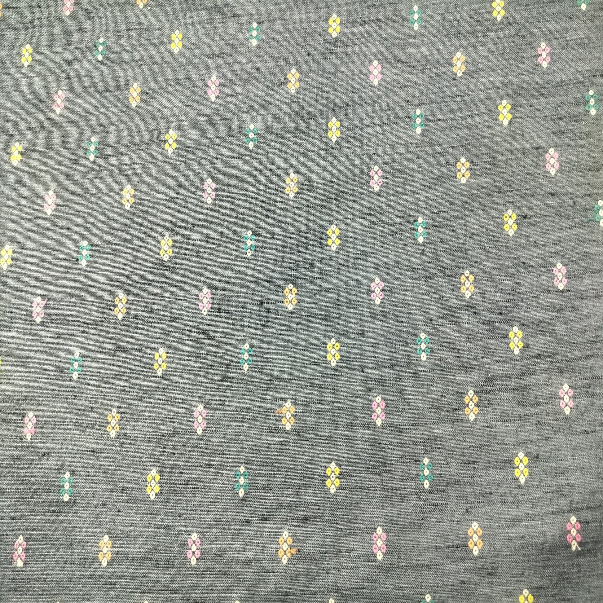 Dark Grey Dobby Print Linen Fabric 16496